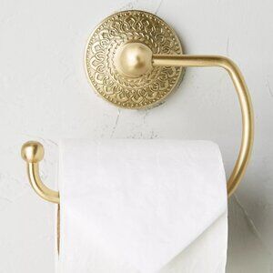 Brand New Anthropologie Brass Medallion Toilet Paper Holder